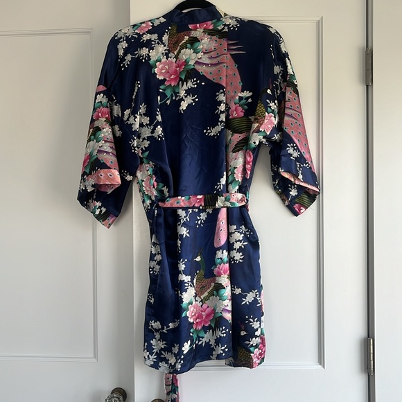 Navy Silky Mini Robe - Size S - Picture 4 of 6
